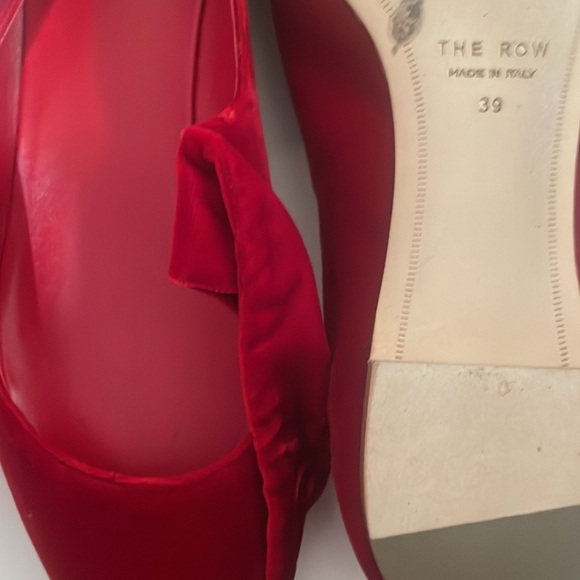The Row (never worn) red velvet flat with ankle wrap tie. - Picture 7 of 8